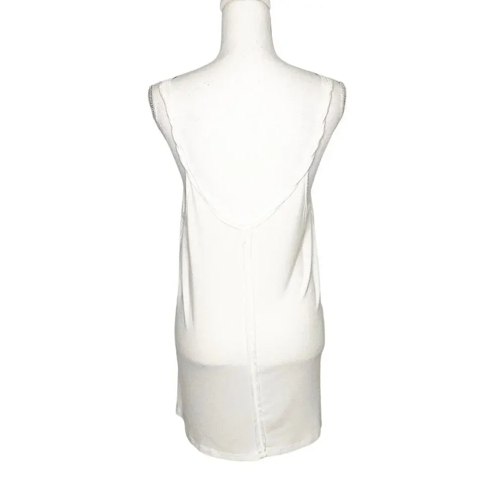 We The Free Scarlett Ivory Ribbed Relaxed Tank Top Lace Up Medium